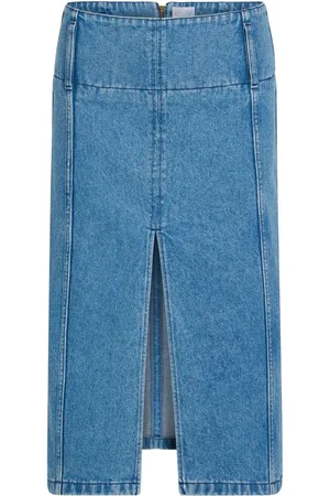 Patou Gonna Midi Con Cintura In Denim Di Cotone