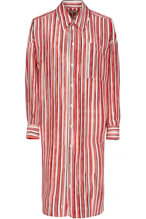 Bottega Veneta Camicia Caftano In Seta A Righe