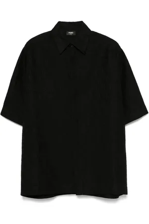 Fendi Camicia Oversize In Jacquard Ff Di Lino