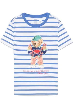 Ralph Lauren T-Shirt Polo Bear In Jersey Di Cotone A Righe