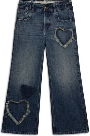 Golden Goose Jeans Gamba Ampia Con Toppe Cuore