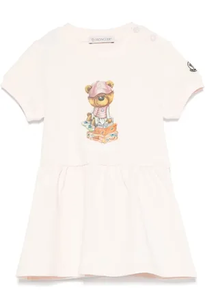 Moncler Abito In Cotone Con Motivo Orsetto