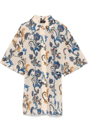 Etro Camicia In Cotone A Maniche Corte Con Stampa Floreale