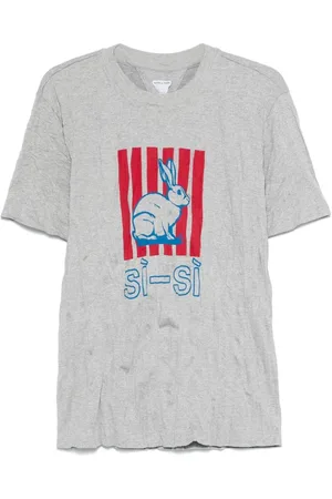 Bottega Veneta T-Shirt Stampa Grafica Rabbit In Jersey Di Cotone Frois