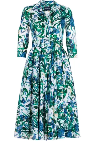 SAMANTHA SUNG Abito Midi Aster Stampa Vintage Iris