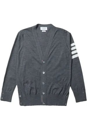Thom Browne Cardigan Classic 4-Bar In Lana Con Scollo A V