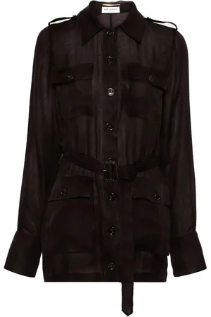 Saint Laurent Abito Saharienne In Mussola Di Seta