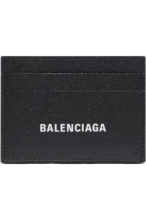 Balenciaga Portacarte In Pelle Martellata Con Stampa Logo