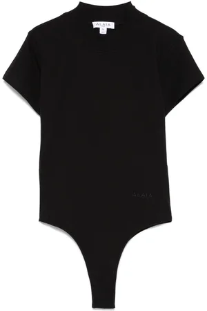 Alaïa T-Shirt Body Con Logo Ricamato