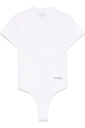 Alaïa T-Shirt Body Con Logo Ricamato