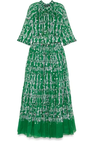 SAMANTHA SUNG Maxi Abito Eden Stampa Horse Chain