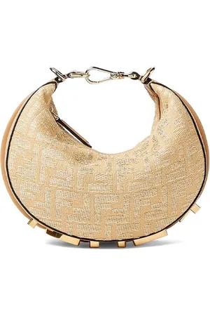 Fendi Borsa graphy Mini In Tessuto Jacquard Con Ff In Rafia