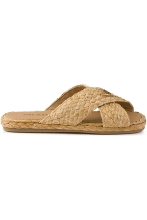 Prada Sandali In Rafia Con Incrocio