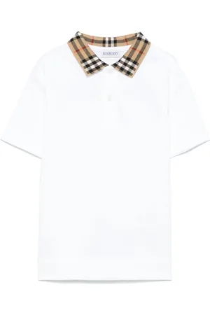 Burberry Polo In Cotone Con Collo Check