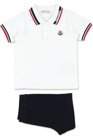 Moncler Set Con Orlo Tricolore In Cotone Piqué