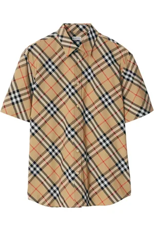 Burberry Camicia Check In Cotone Con Maniche Corte