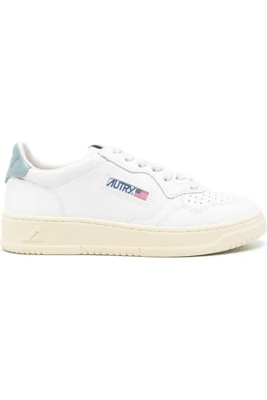 Autry Sneakers Medalist Low In Pelle Bianca E Celeste