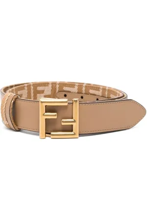 Fendi Cintura Reversibile In Jacquard Ff Effetto Denim E Pelle