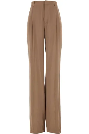 Saint Laurent Pantaloni Sartoriali A Vita Alta In Crepe Di Seta