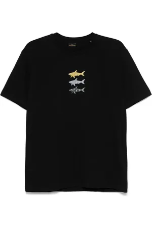 Paul & Shark T-Shirt In Jersey Di Cotone Con Stampa Squali