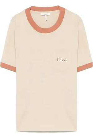 Chloé T-Shirt Girocollo Con Logo In Jersey Di Cotone