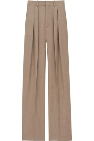 Saint Laurent Pantaloni Sartoriali A Vita Alta In Lana Motivo Caviale