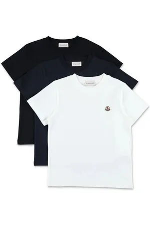 Moncler Set Da 3 T-Shirt In Cotone Con Patch Logato