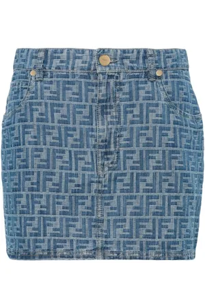 Fendi Minigonna In Denim Ff