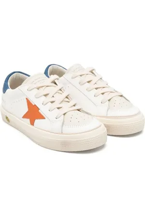 Golden Goose Sneakers May In Pelle Con Stella In Pelle Arancione