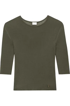 Saint Laurent Top Cassandre In Maglia Semitrasparente