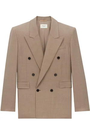 Saint Laurent Giacca Doppiopetto In Lana Motivo Caviale