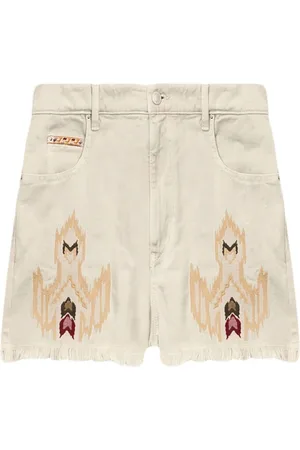 Marant Etoile Shorts Lesia In Denim Ricamato