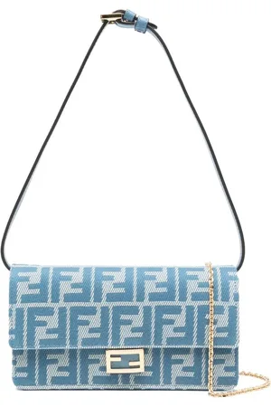 Fendi Portafoglio Wallet On Chain Baguette In Jacquard Ff Effetto Deni