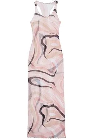 Puccini Abito Lungo In Tulle In Stampa Marmo