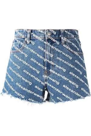Alexander Wang Shorts In Denim Stampa Logo