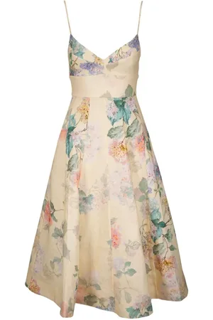 ZIMMERMANN Abito Midi Illuminate Picnic In Lino