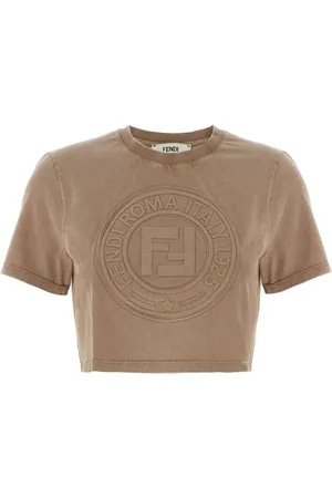 Fendi T-Shirt Crop Logo Roma In 3D