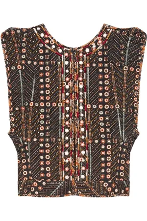 Marant Etoile Cardigan Corto Cerza In Cotone Ricamato Con Stampa