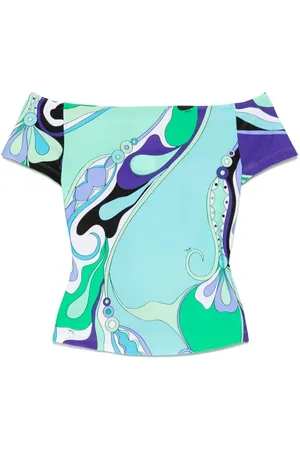 Puccini Top Off-Shoulder Stampa Orchidee