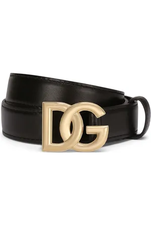 Dolce & Gabbana Cintura In Pelle Con Logo Dg Oro Chiaro