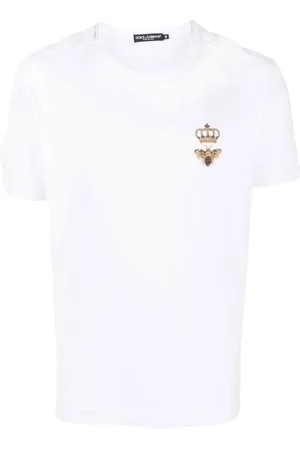 Dolce & Gabbana T-Shirt In Cotone Con Ricamo In Filo Lurex