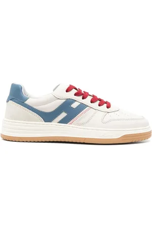 Hogan Sneakers H630 In Pelle Scamosciata Avorio E Pelle Liscia Azzurra