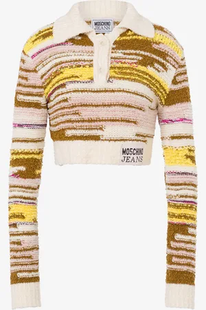 Moschino Cropped multicolor cotton and nylon pullover