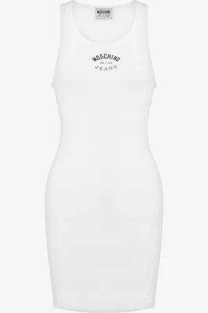 Moschino Stretch cotton dress with logo
