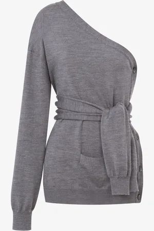 Moschino One-Shoulder Wool Cardigan Tailored Twist