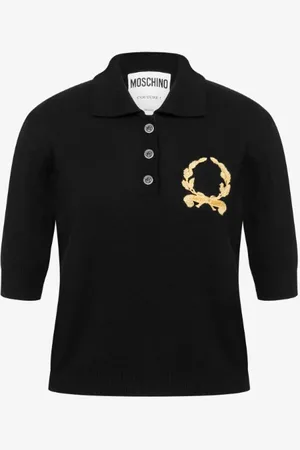 Moschino Knit Polo Shirt Laurel Crown Logo