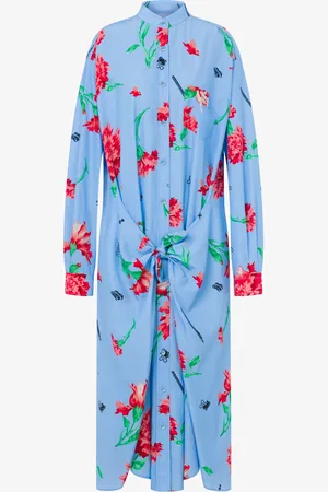 Moschino Cupro Canvas Dress Carnation Print