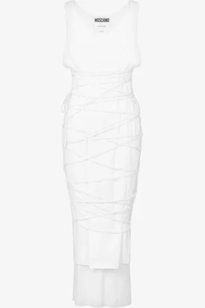 Moschino Stretch cotton dress with laces