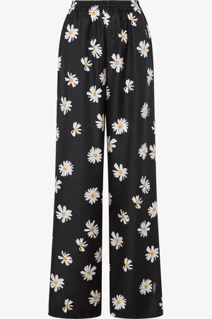 Moschino Silk Twill Trousers Allover Daisy