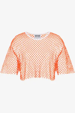 Moschino Cropped net and sequin T-shirt